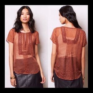 Anthropologie MeadowRue Grasslands Silk Blouse